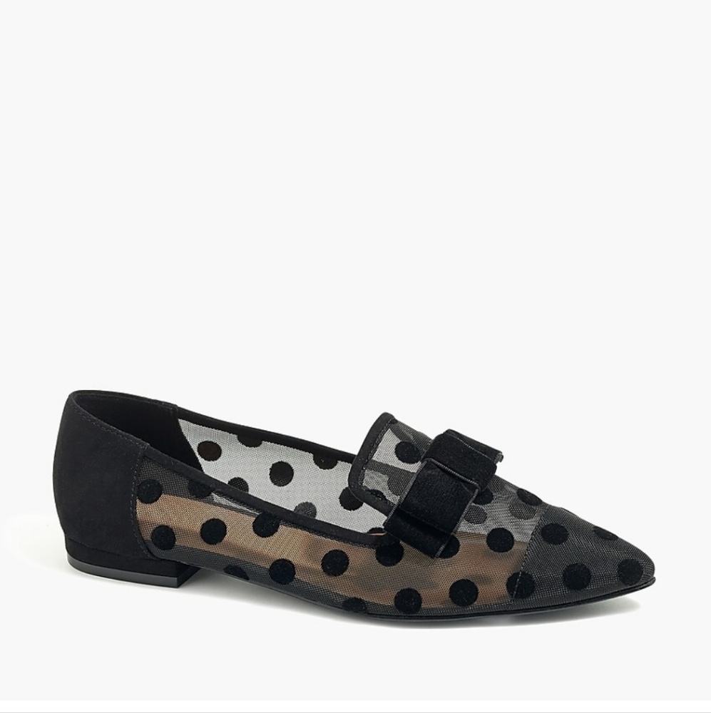 J. Crew dot mesh black flats with velvet bow - Picture 10 of 10